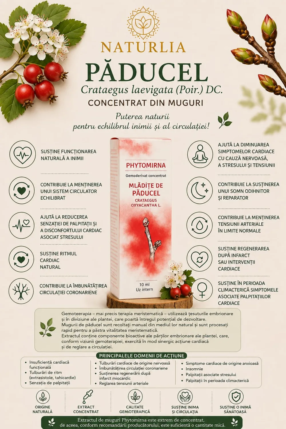 Paducel (Crataegus laevigata) - Gemoderivat Concentrat, 10 ml spate